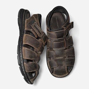 Rockport Men's Brown Closed Toe Leather Sandals (Size 9.5 WIDE)